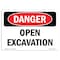 Signmission Safety Sign, OSHA Danger, 10" Height, Aluminum, Open Excavation, Landscape OS-DS-A-1014-L-2497 - alternate 1